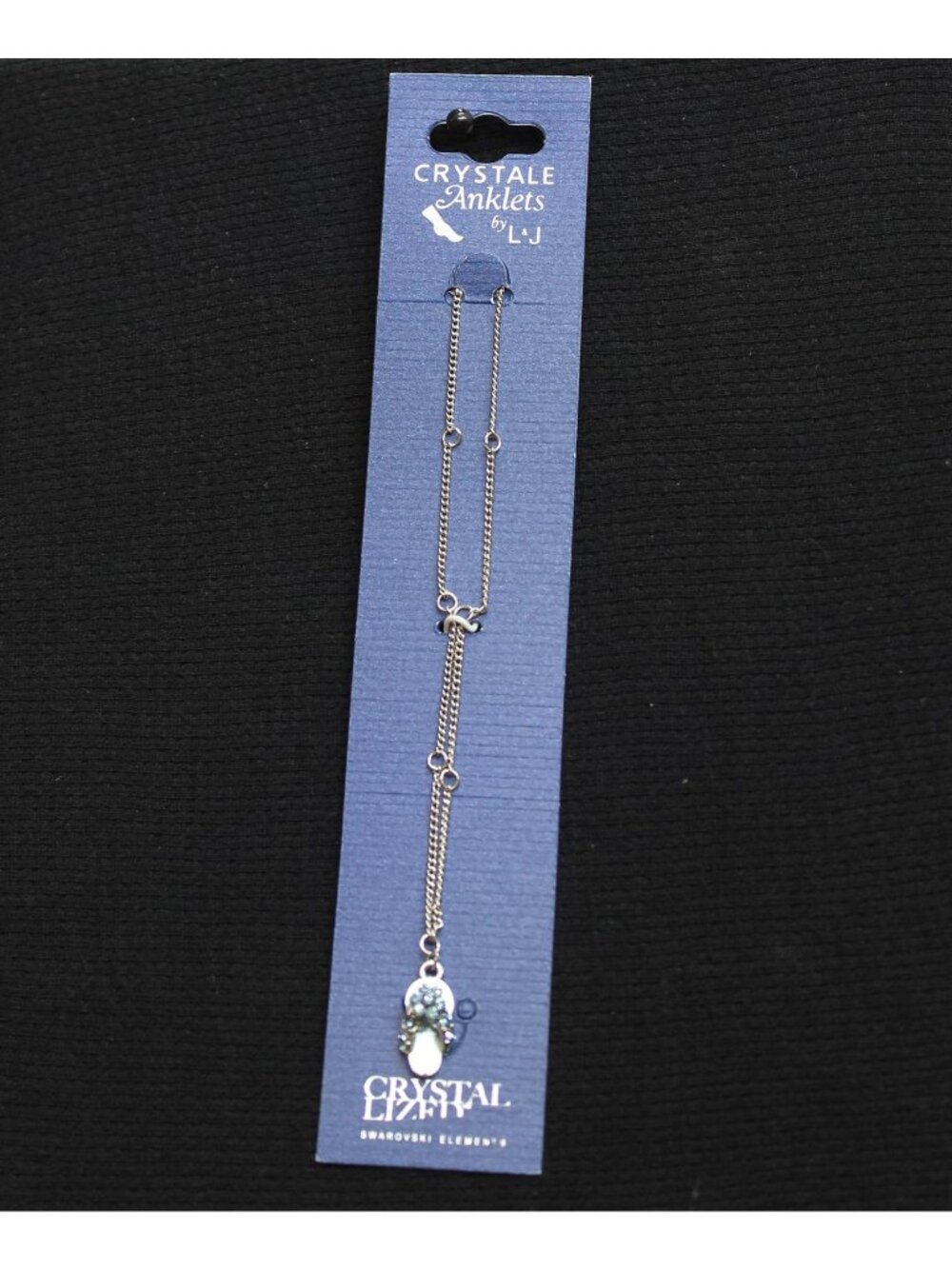 NWT Crystale by L & J Flop Pendant Crystal Anklet Silver Gray / Blue 8" + 1.5"